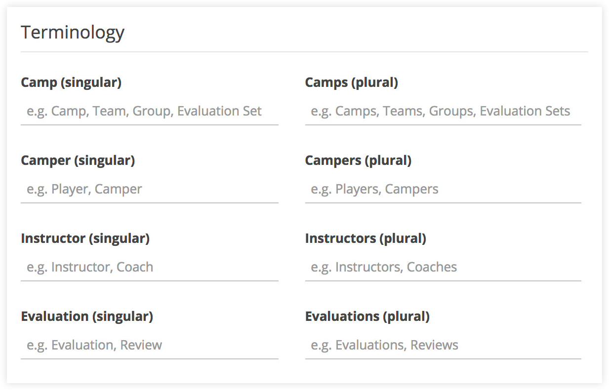 PlayerEvals: Terminology Settings